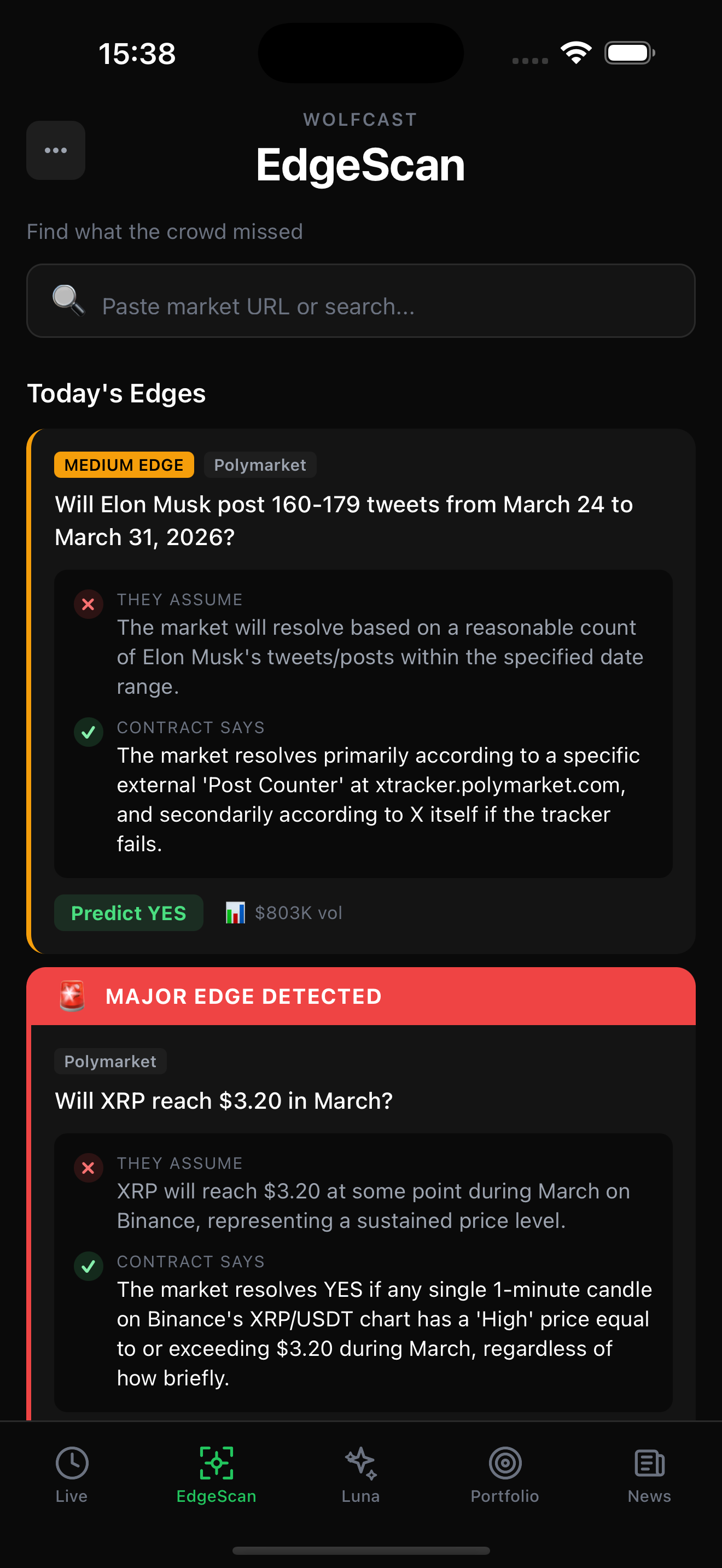 Wolfcast EdgeScan screen